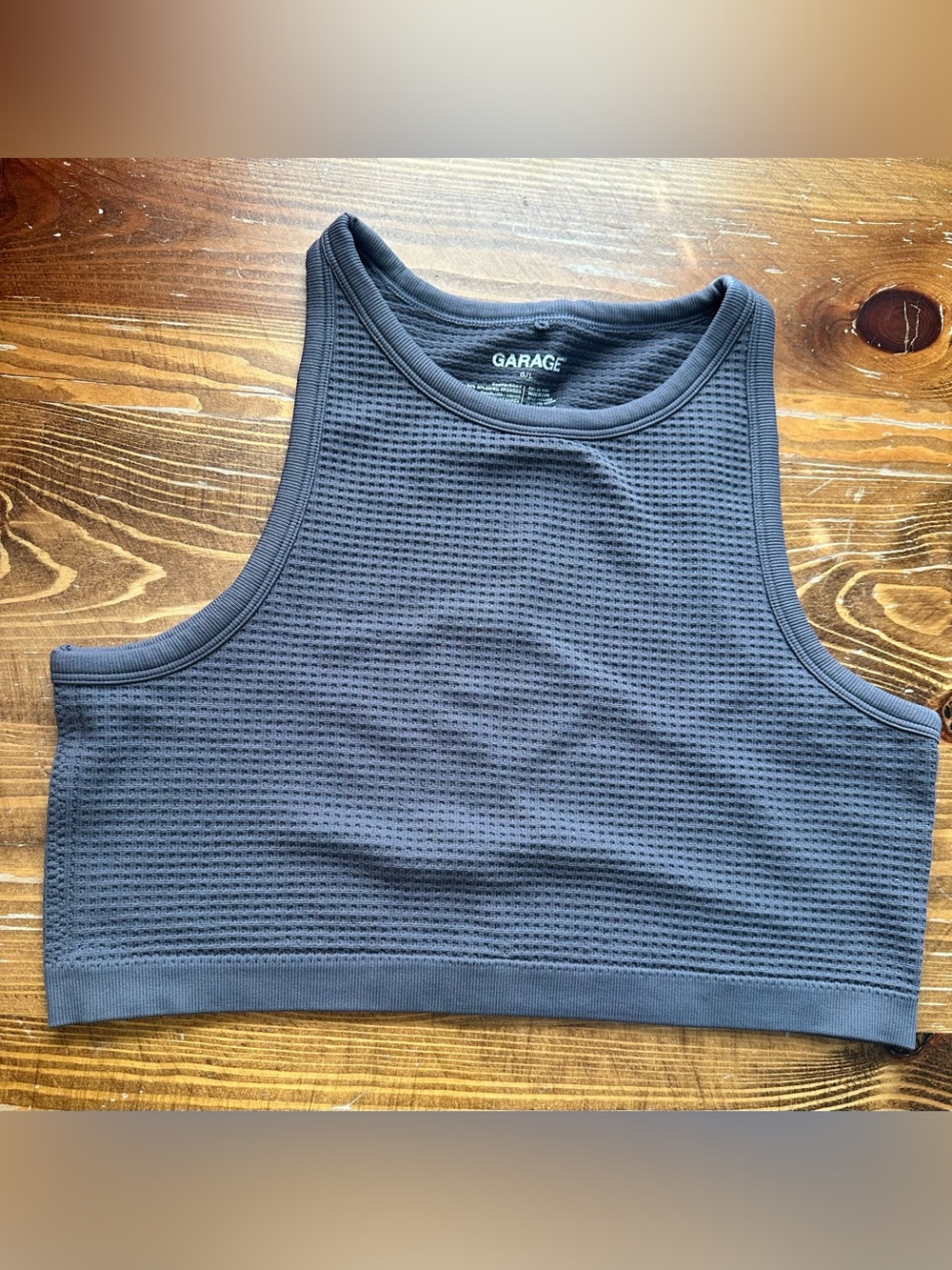 Garage Women’s Dark Gray Waffle Crop Tank Size L